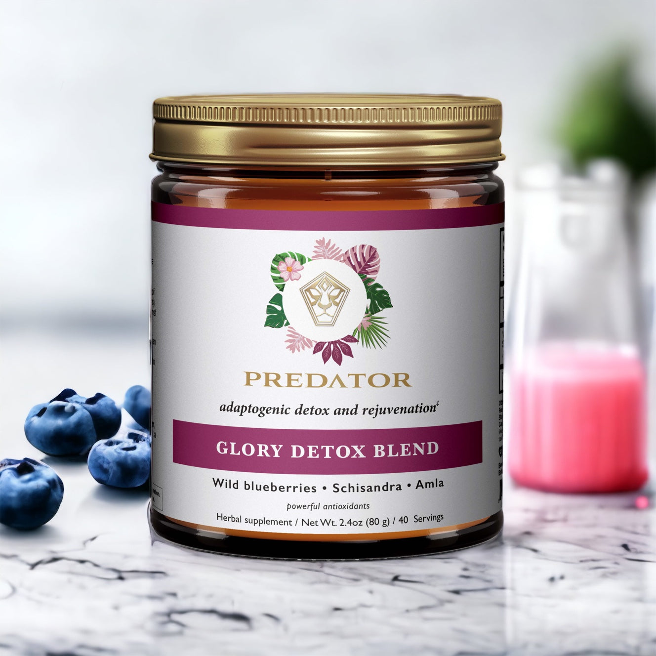 Glory Detox Blend - Wild Adaptogenic Berries - Wild Blueberries, Schisandra berries and Amla berries - 35 berries per teaspoon