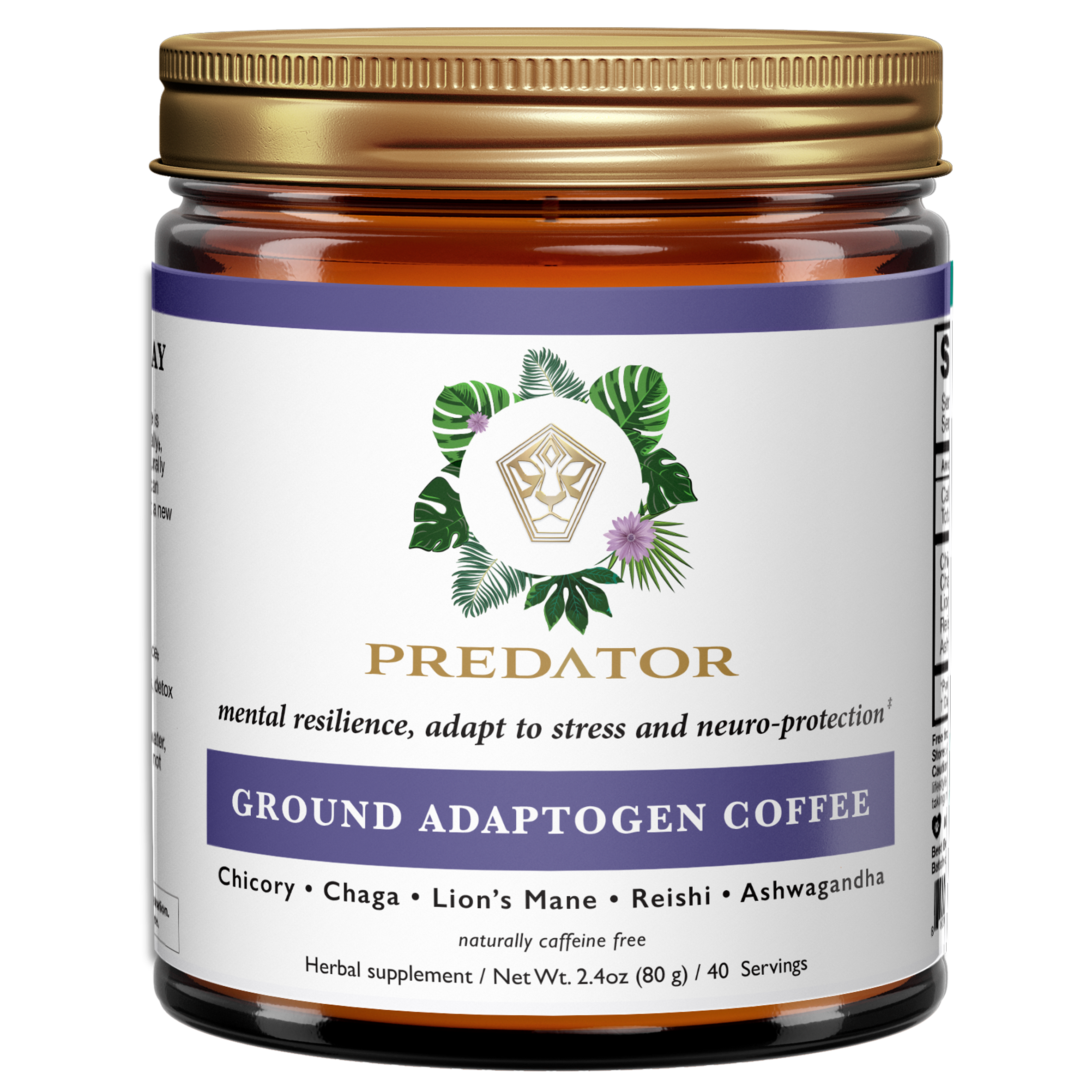 Ground Adaptogen Coffee - Mushrooms and Adaptogens - Chicorei Root, Reishi, Lions Mane, Chaga, Ashwagandha - Free of Caffeine
