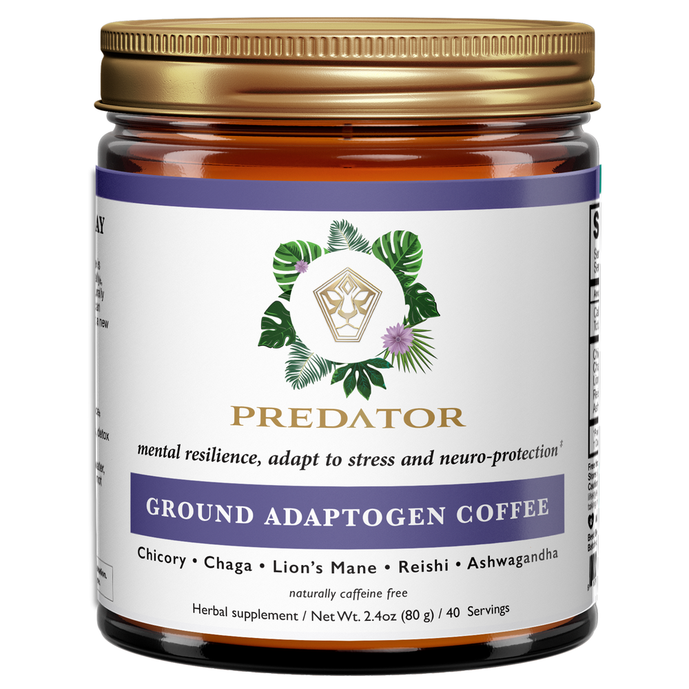 Ground Adaptogen Coffee - Mushrooms and Adaptogens - Chicorei Root, Reishi, Lions Mane, Chaga, Ashwagandha - Free of Caffeine