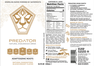Predator Endurace White - Mangosteen Blackcurrant - Adaptogens: Rhodiola Rosea, Leuzea Root and Suma Root - No caffeine and No sugar - 12-pack
