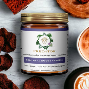 Ground Adaptogen Coffee - Mushrooms and Adaptogens - Chicorei Root, Reishi, Lions Mane, Chaga, Ashwagandha - Free of Caffeine