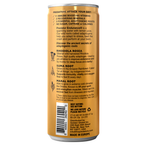 Predator Endurace Gold - Apple Peach - Adaptogens: Rhodiola Rosea, Leuzea Root, Suma Root - No Sugar and No caffeine -12-pack